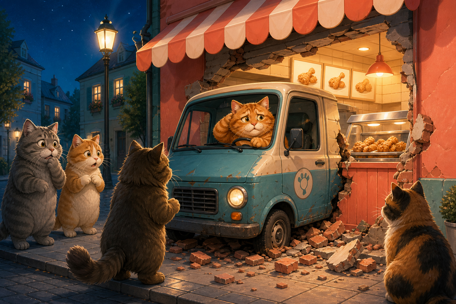 Illustration zur Meldung: Betrunkene Katze fährt in ein KFC