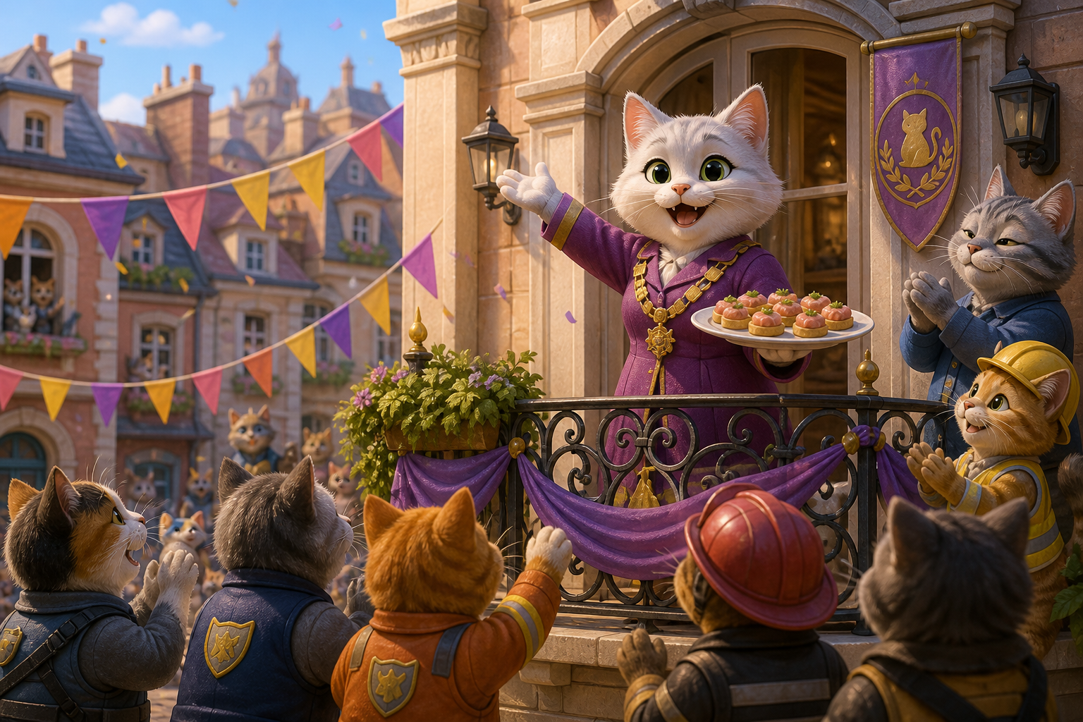 Illustration zur Meldung: Minka dankt ihren Retterkatzen mit Rathausfest