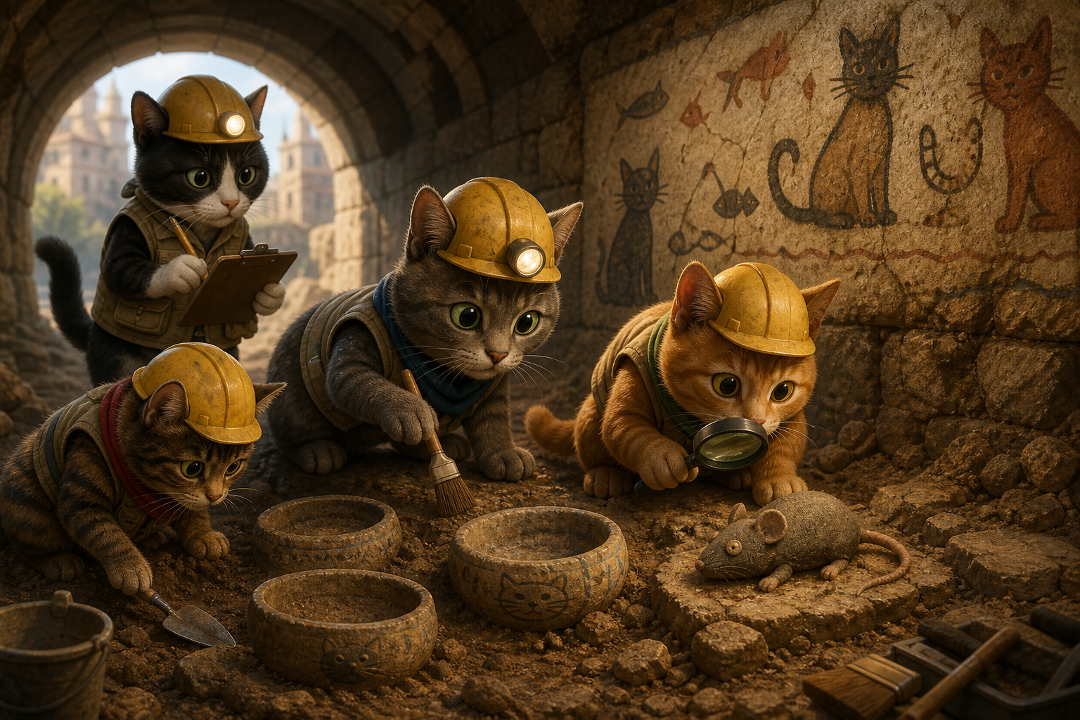 Illustration zur Meldung: Katzenarchäologen untersuchen Marktplatztunnel